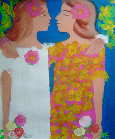 sisters, an original acrylic by Aldo Biglione